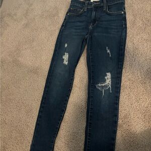Current/Elliott Dark Blue Distressed Jeans
